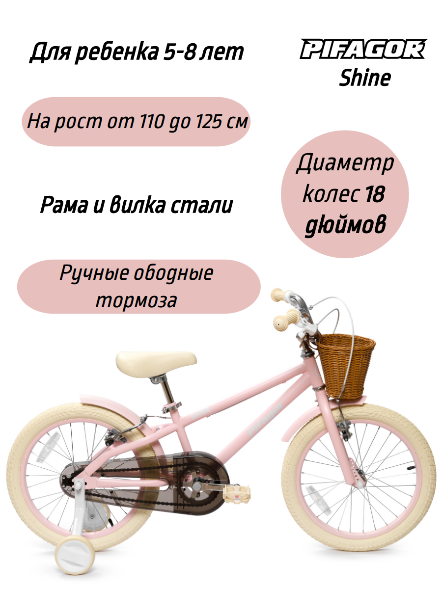 Велосипед Pifagor Shine 1815 900 ₽Мятный, Розовый матовый в Москве и с доставкой